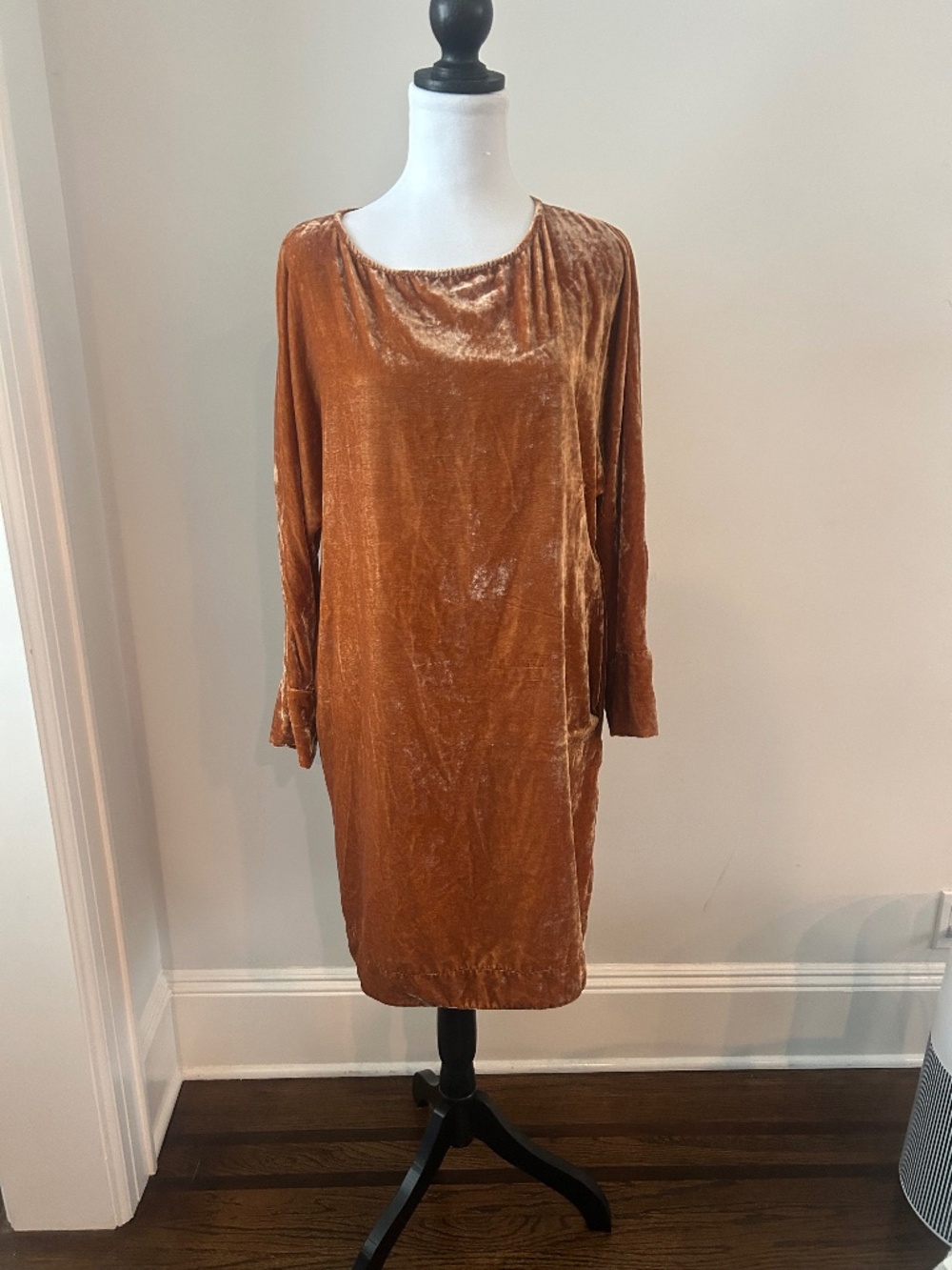 Crushed velvet boho western burnt orange witchcore Ottod’ame babydoll dress